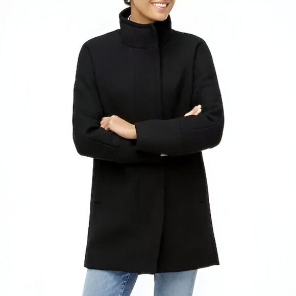 J. Crew Jackets & Blazers - J.Crew City Wool Blend Zip Up Cocoon Coat Black Size Small